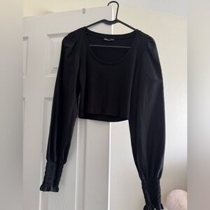 Zara Black Long Sleeve Crop Top – Size M